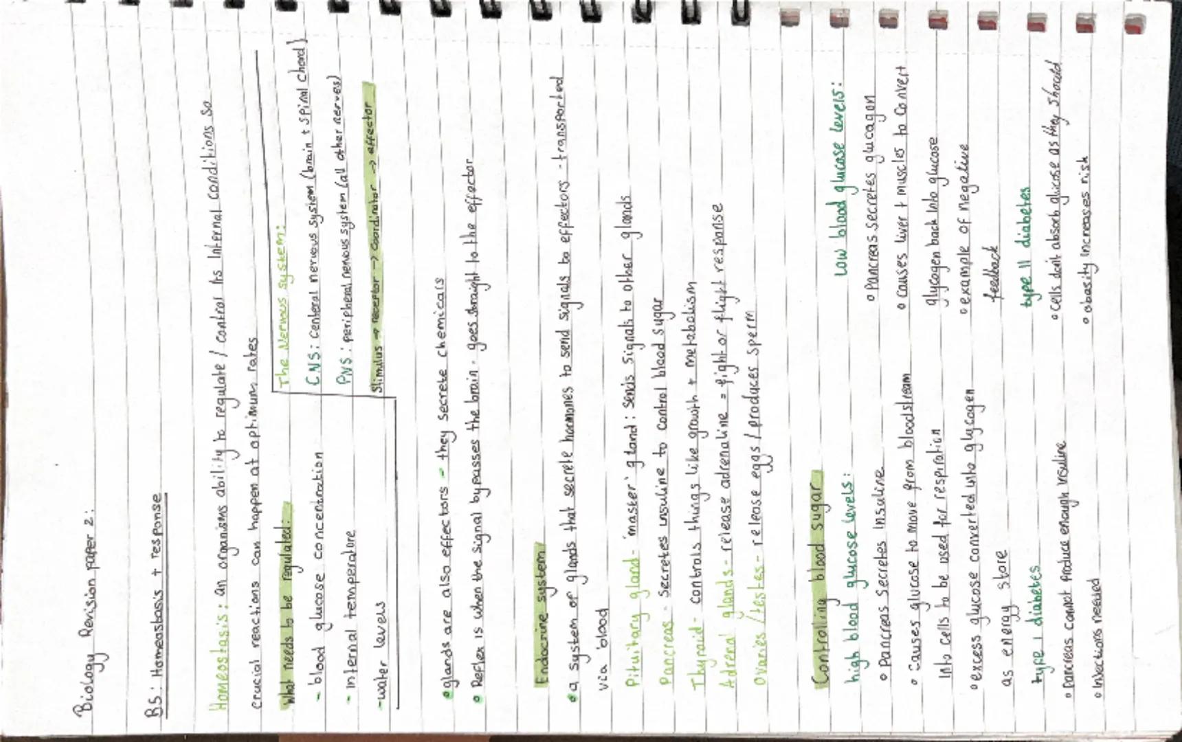 Biology Revision paper 2:

B5: Homeasbasis + response

Homeostasis: an organisms ability to regulate / control tis Internal conditions so
cr