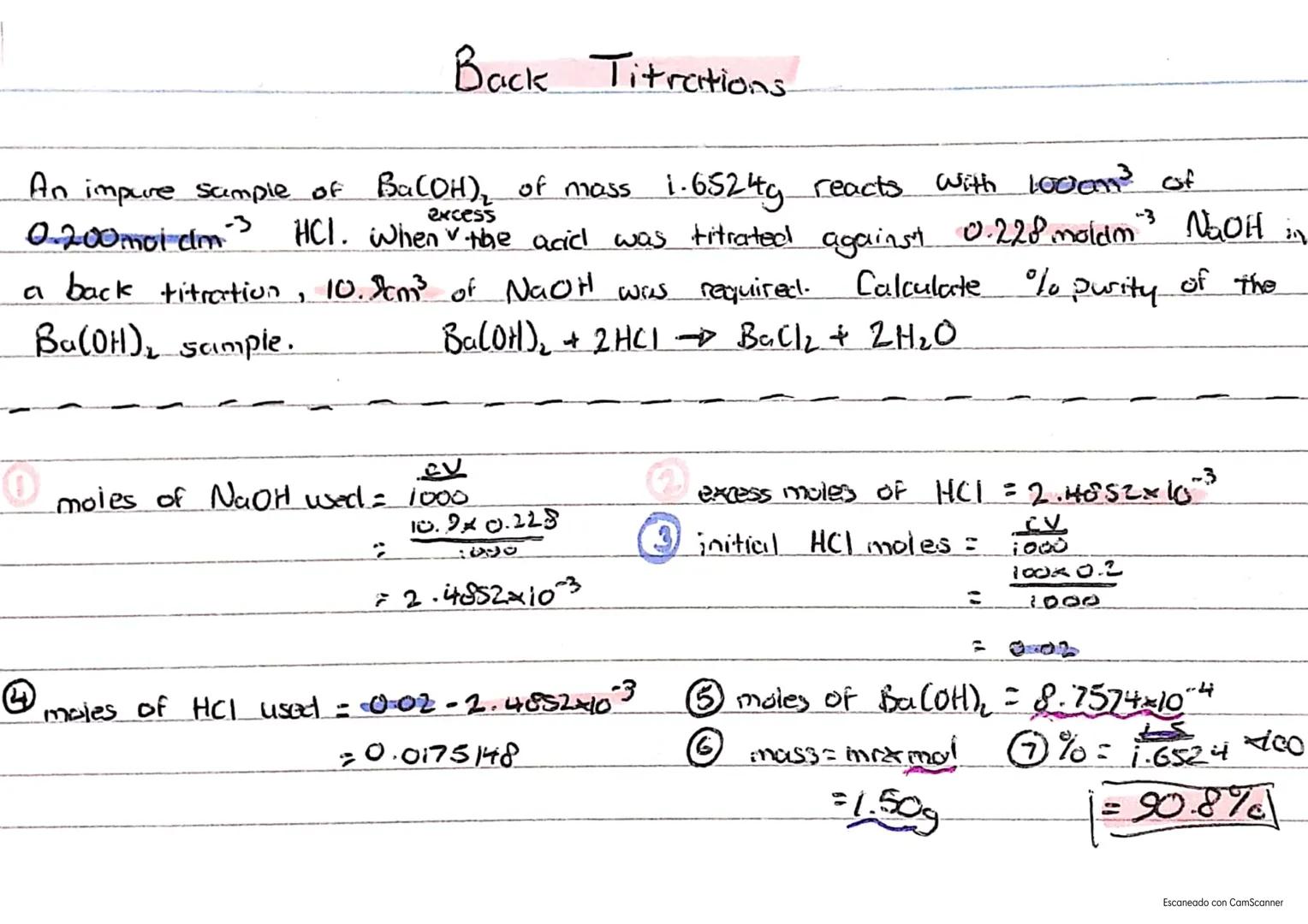 Titrations

25am³ of unknown Solution reacts with 20cm³ of 0.5mol dm³
of known solution. What is concentration of unknown?

|       | Known 