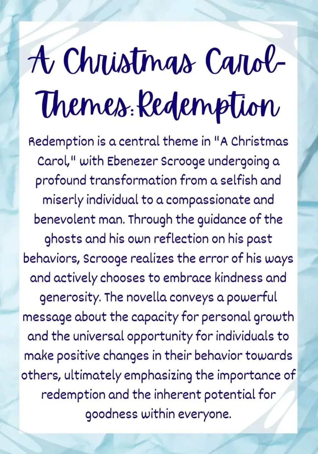 A Christmas Carol: Theme-Redemption