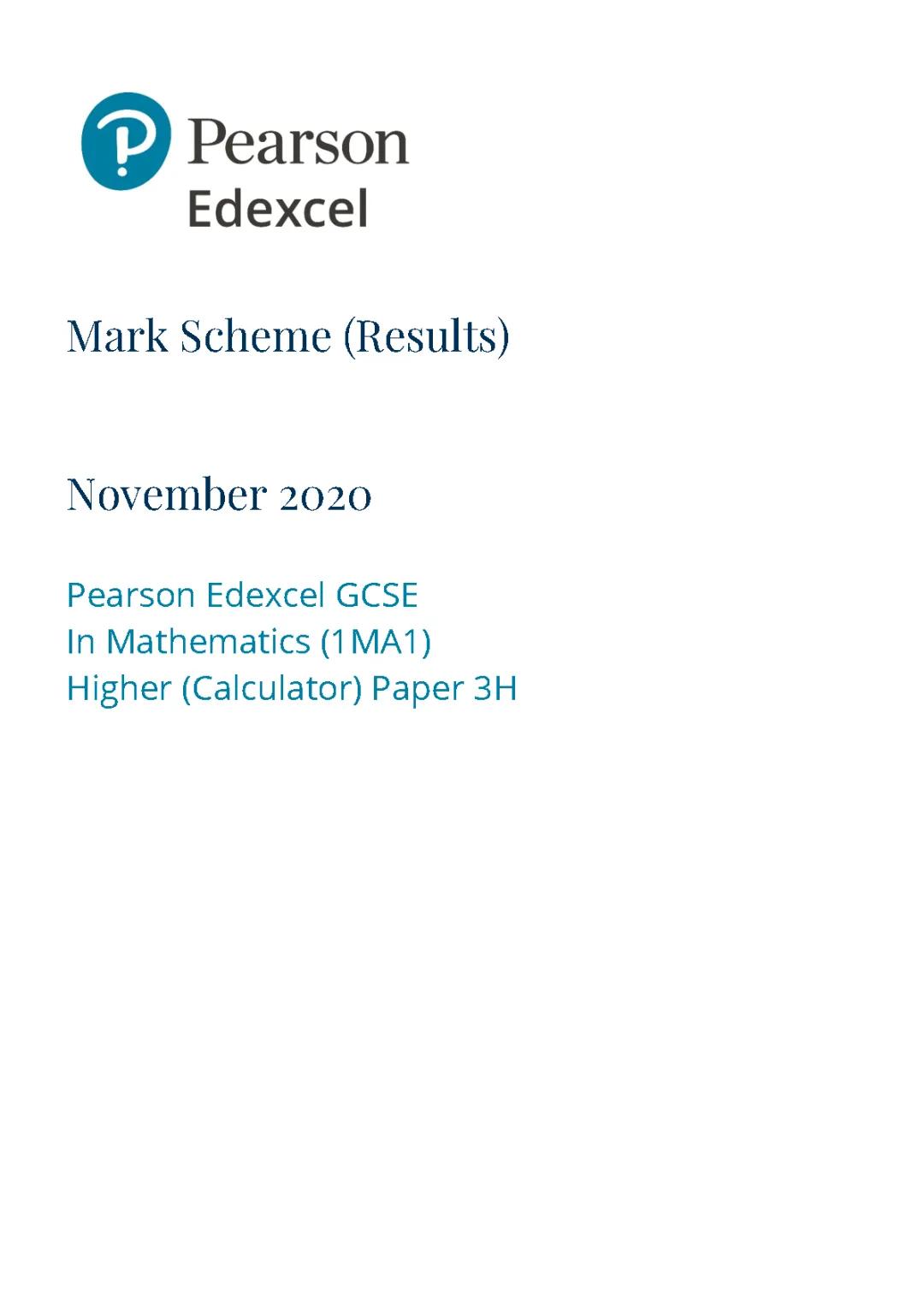 GCSE Maths Paper 3H Marking Criteria and Edexcel BTEC Exam Guide