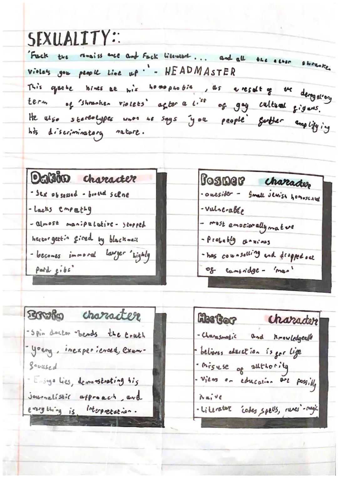 Quote Banks

EDUCATION::

I count examinations as the eneng of education.'- HECTOR
This suggests that he teaches due to passion rather than 