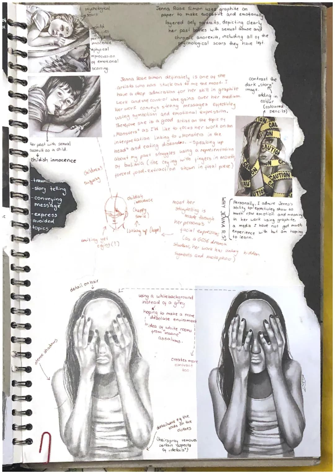 Mi
jenna Rose
Simon
Overall idea-how prom
a child's perspective the
abuser is a monster" focus misserable
on the reaction rather than
the ac