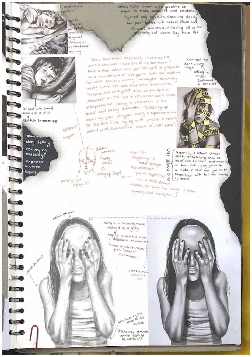 Mi
jenna Rose
Simon
Overall idea-how prom
a child's perspective the
abuser is a monster" focus misserable
on the reaction rather than
the ac