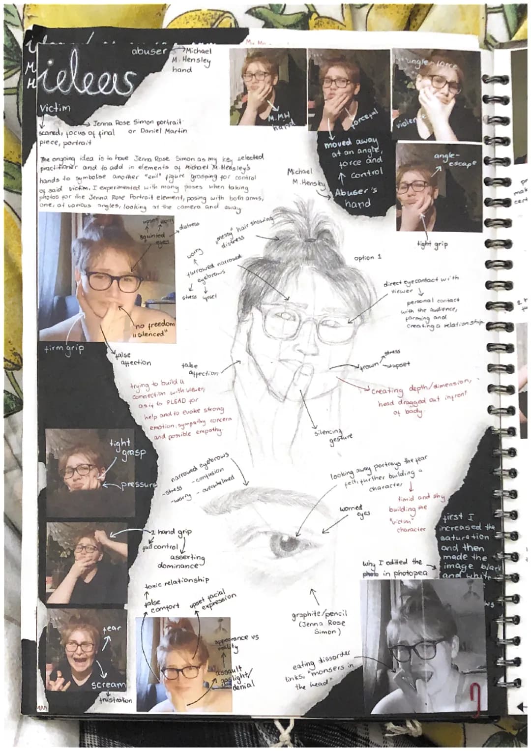 Mi
jenna Rose
Simon
Overall idea-how prom
a child's perspective the
abuser is a monster" focus misserable
on the reaction rather than
the ac