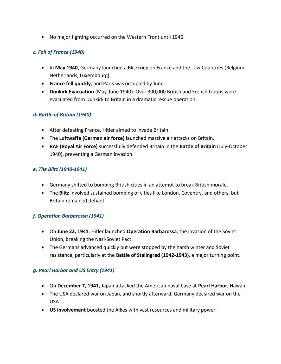 Causes of World War II

a. Treaty of Versailles (1919)

- The harsh terms of the Treaty of Versailles after World War I created widespread
r