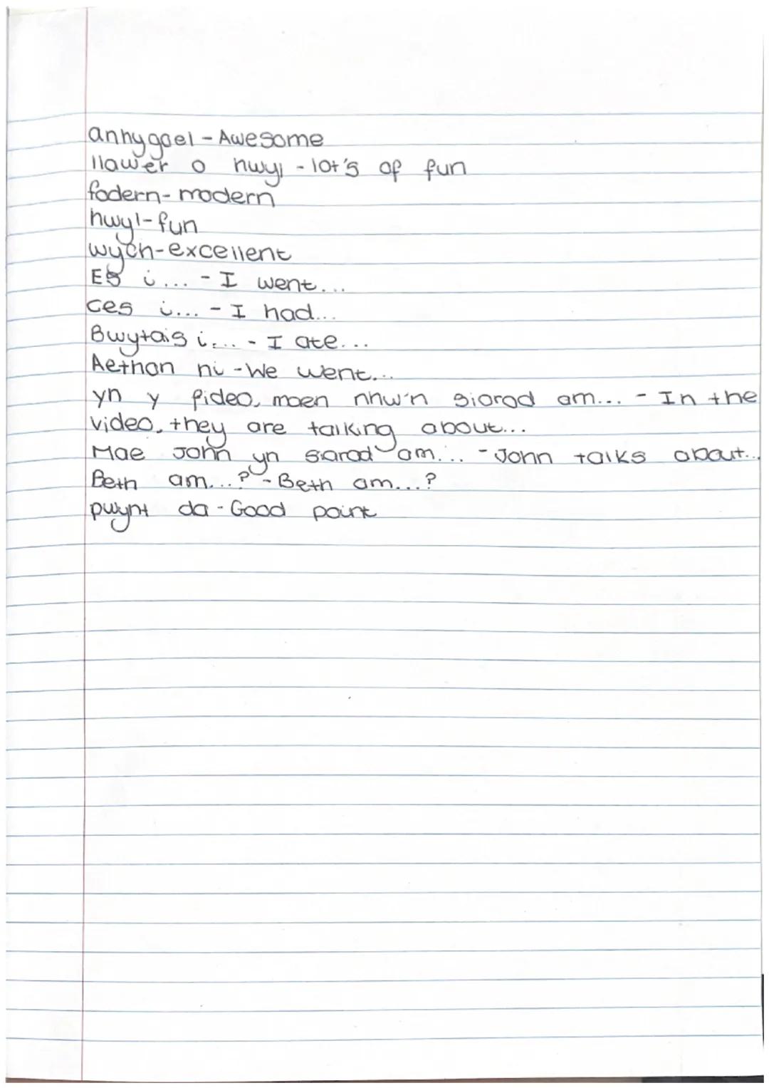 Ow i'n anghytuno gyda
John am Siopa achos
*I disagree
John about
because...
r with
Shopping
Dw i'n cytuno gyda
John am
Siopa achos..
with
* 