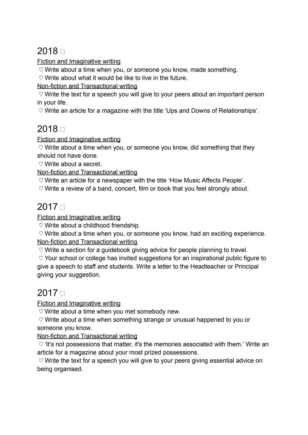Past exam questions - pearson edexcel
ENGLISH LANGUAGE O
These are all questions that have been featured on English Language papers for
crea