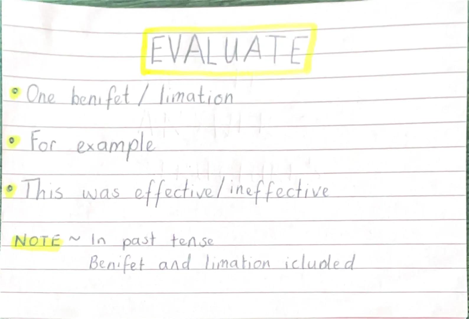 Higher PE
ANSWER
STRUCTURE'S EVALUATE
0
One benifet / limation
• For example
This was
effective / ineffective
NOTE ~ In past tense
Benifet a