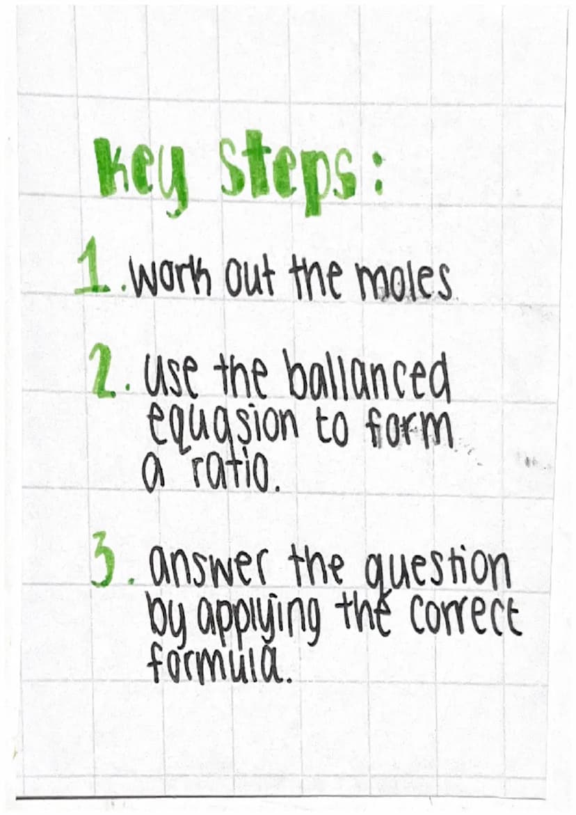 TOPIC 5
Quantative Chemisty
Formulas:
g
m rearrange for m:
m=nxMr
1. number of males = mass
mol
formula mass
dms
2. moles =
Volumex Concentr