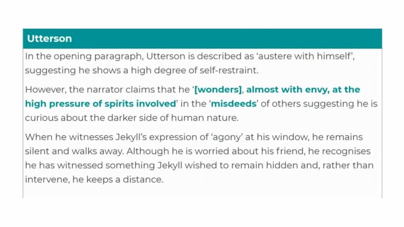 Secrecy and
reputation
Jekyll and Hyde
?
S The Victorian Gentleman
Victorian gentlemen were meant to show high
standards of decorum and mora