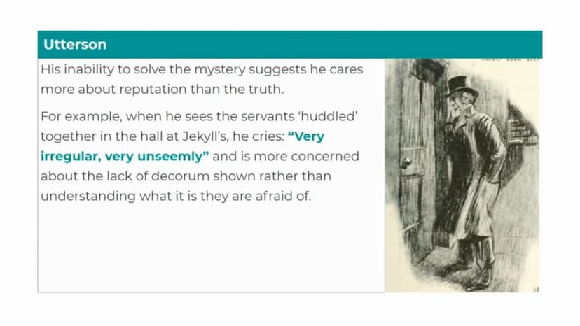 Secrecy and
reputation
Jekyll and Hyde
?
S The Victorian Gentleman
Victorian gentlemen were meant to show high
standards of decorum and mora