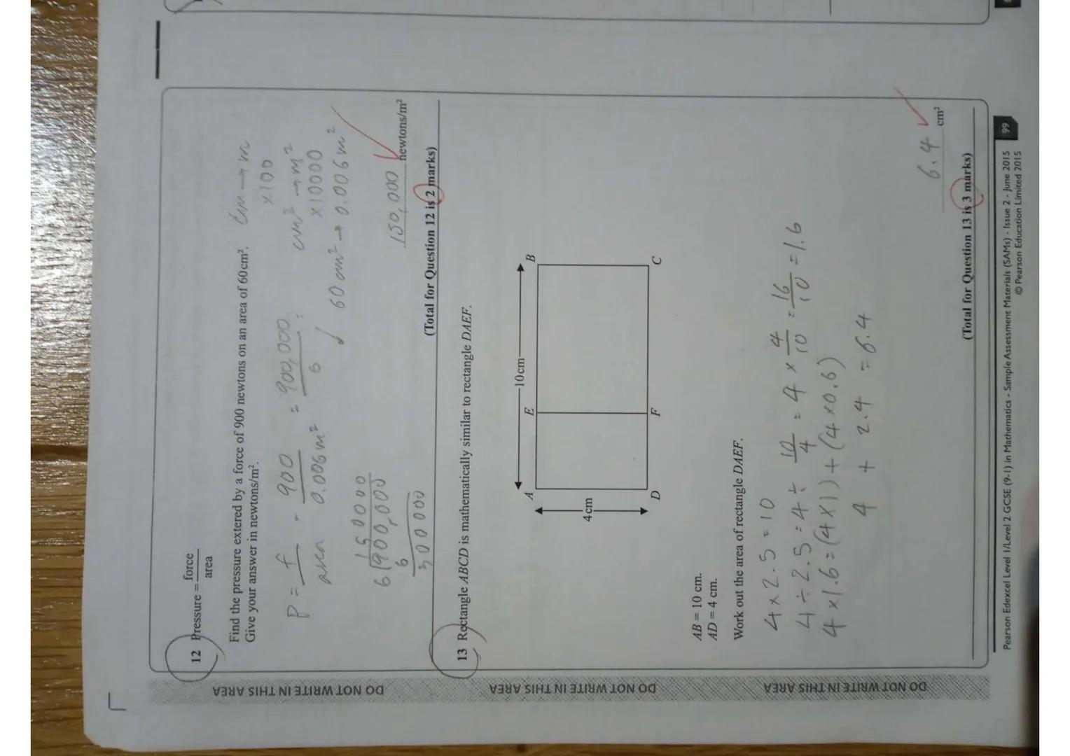 Write your name here
Surname
Pearson Edexcel
Level 1/Level 2 GCSE (9 -1)
Mathematics
Paper 1 (Non-Calculator)
Sample Assessment Materials - 