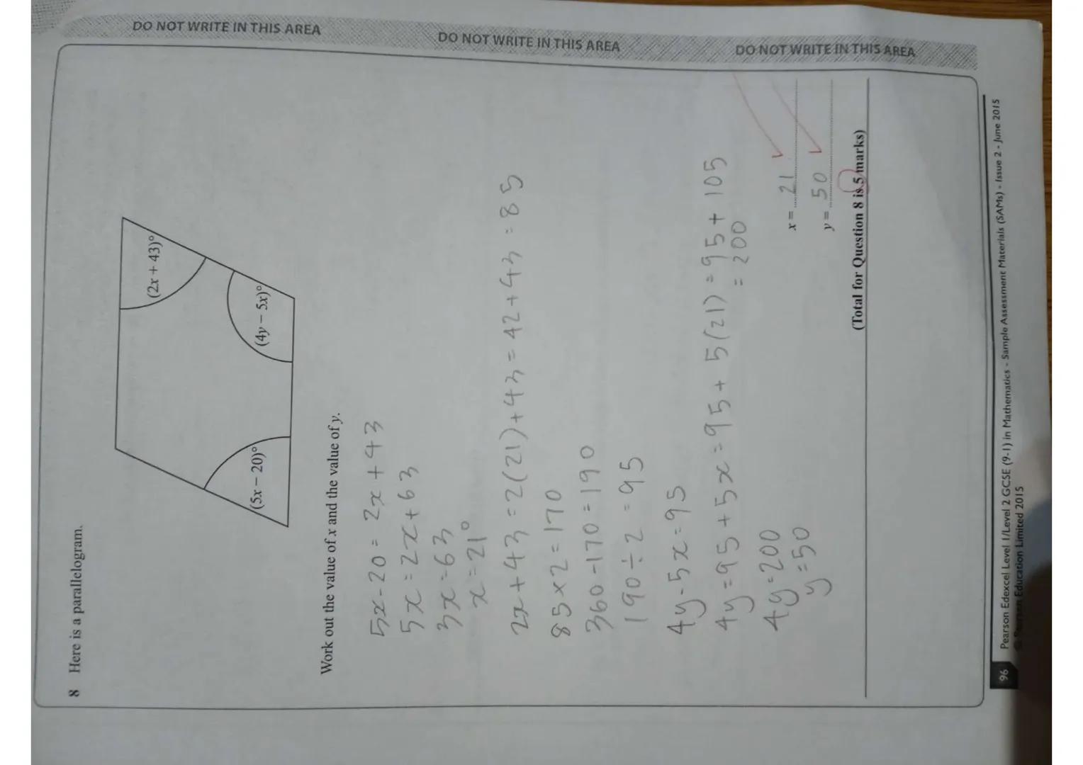 Write your name here
Surname
Pearson Edexcel
Level 1/Level 2 GCSE (9 -1)
Mathematics
Paper 1 (Non-Calculator)
Sample Assessment Materials - 