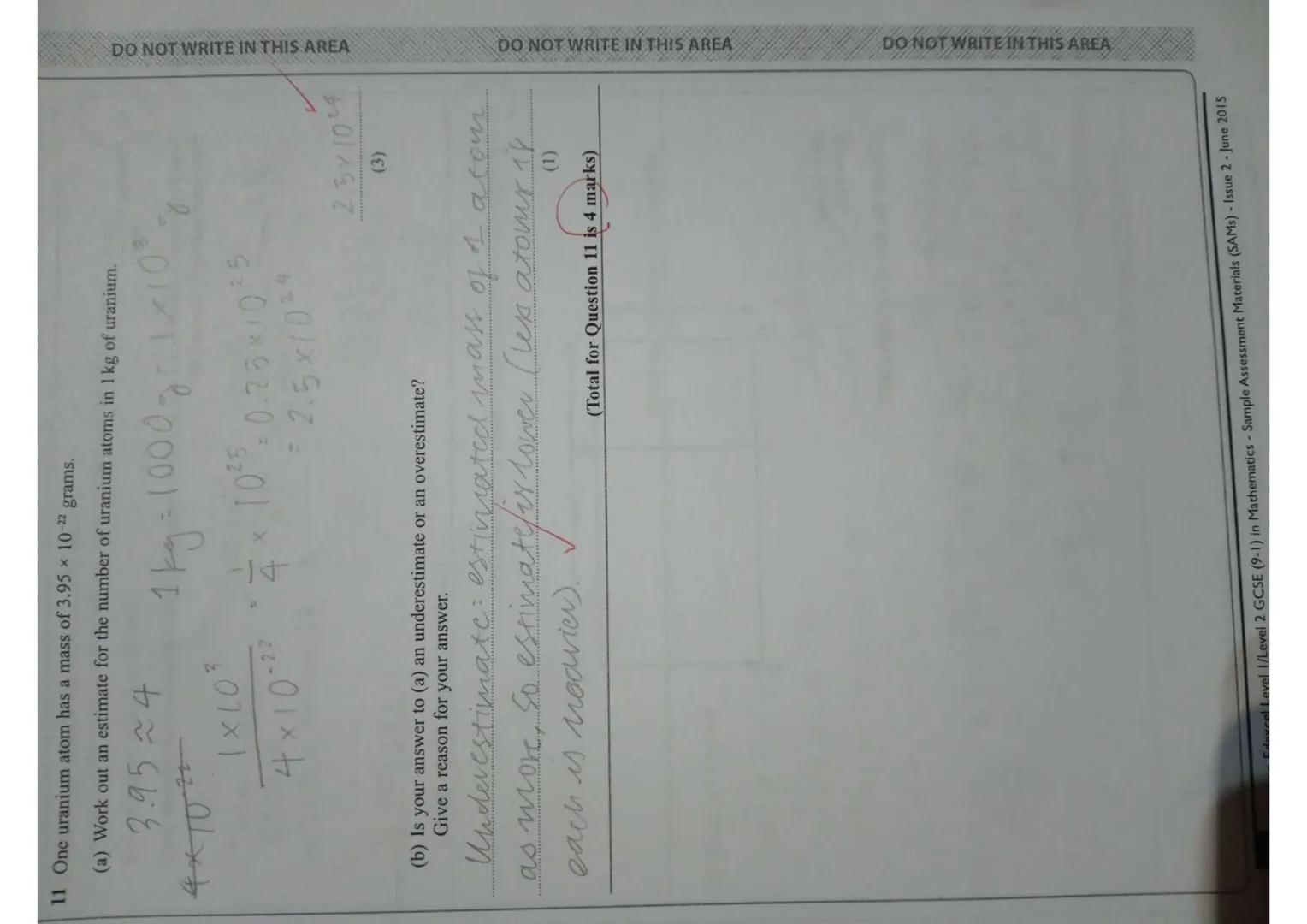 Write your name here
Surname
Pearson Edexcel
Level 1/Level 2 GCSE (9 -1)
Mathematics
Paper 1 (Non-Calculator)
Sample Assessment Materials - 