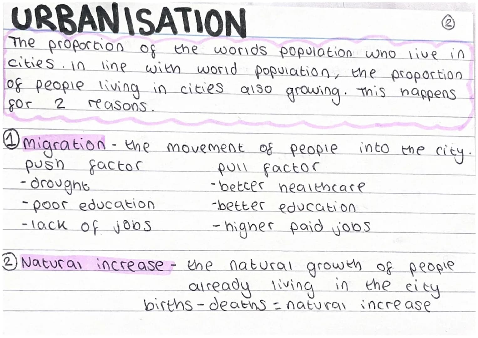 URBAN KEY WORDS
migration- when people
move from one
area to
another
natural increase - birth rate minus the death rate
F
of a
population
di