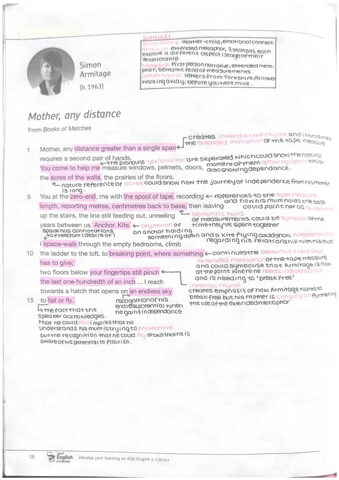 Annotated- AQA Love and relationships poetry