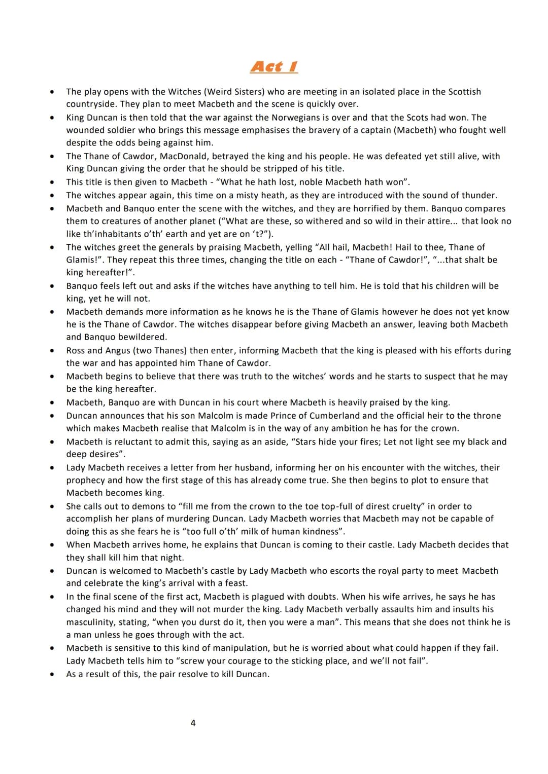 Macbeth
A Complete Guide
1 Plot Overviews - 3
Act 1-4
Act 2 - 5
Act 3 - 6
Act 4 - 7
Act 5-8
Characters -9
Macbeth 10
Lady Macbeth - 11
The W