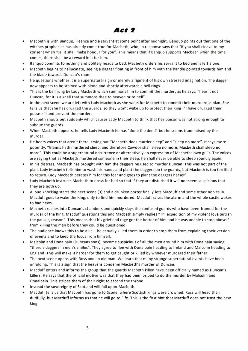 Macbeth
A Complete Guide
1 Plot Overviews - 3
Act 1-4
Act 2 - 5
Act 3 - 6
Act 4 - 7
Act 5-8
Characters -9
Macbeth 10
Lady Macbeth - 11
The W