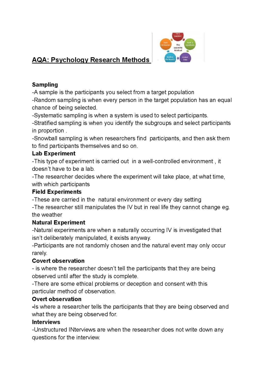 AQA Psychology Research Methods: Past Papers, Exam Questions, and Revision Notes