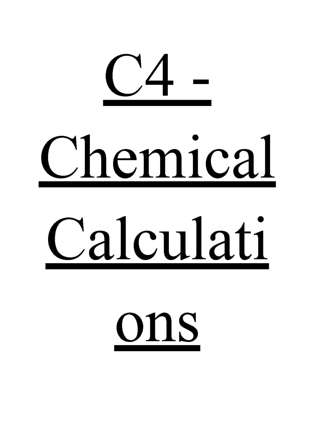 AQA GCSE C4 Chemical Calculations: Notes, Questions & Answers PDF