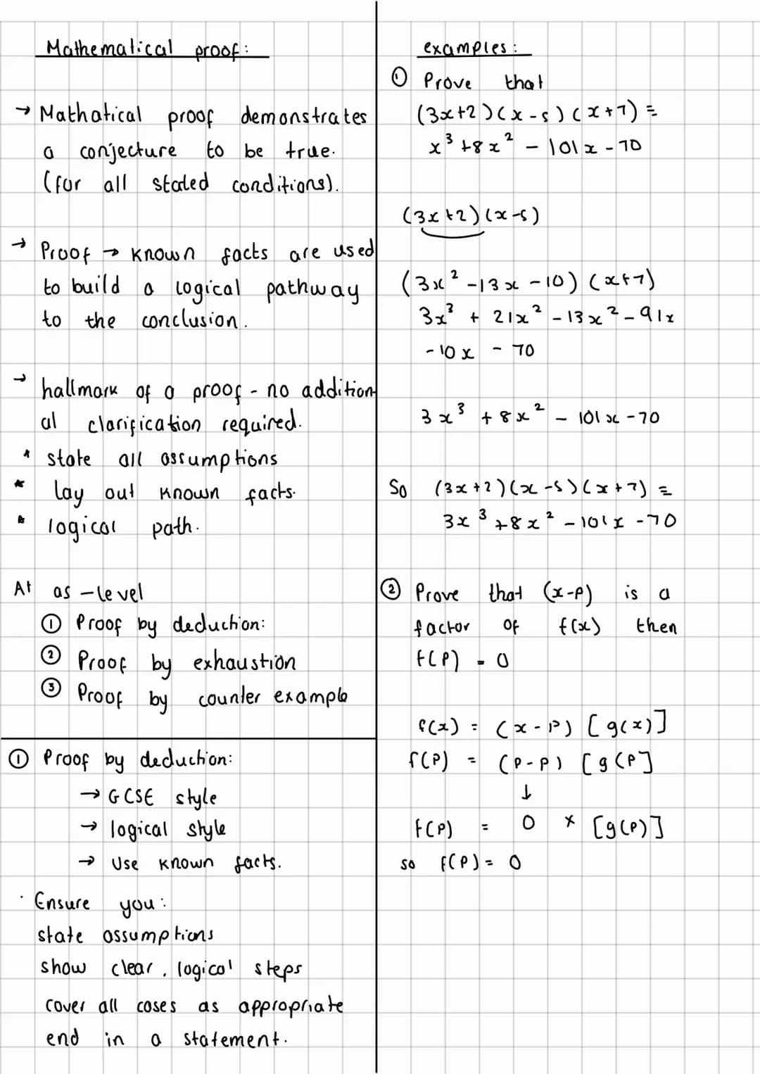 →Mathatical
proof demonstrates
a conjecture to be true.
stated conditions).
(for all
Mathematical proof:
Ps
At
Proof
→ known facts are used
