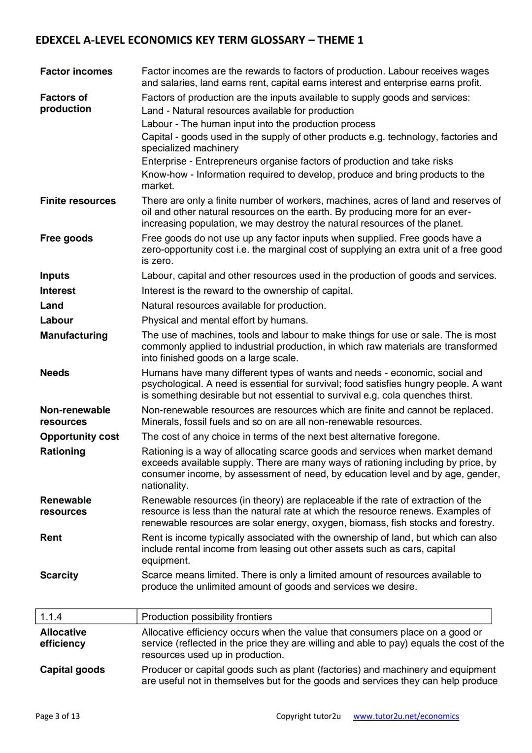 # EDEXCEL A-LEVEL ECONOMICS (A)
# KEY TERM GLOSSARY
Theme 1 – Introduction to
Markets and Market Failure
tutor2u EDEXCEL A-LEVEL ECONOMICS K