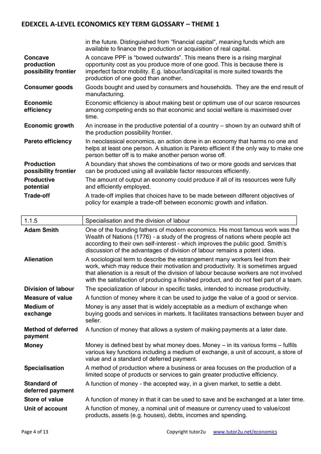 # EDEXCEL A-LEVEL ECONOMICS (A)
# KEY TERM GLOSSARY
Theme 1 – Introduction to
Markets and Market Failure
tutor2u EDEXCEL A-LEVEL ECONOMICS K
