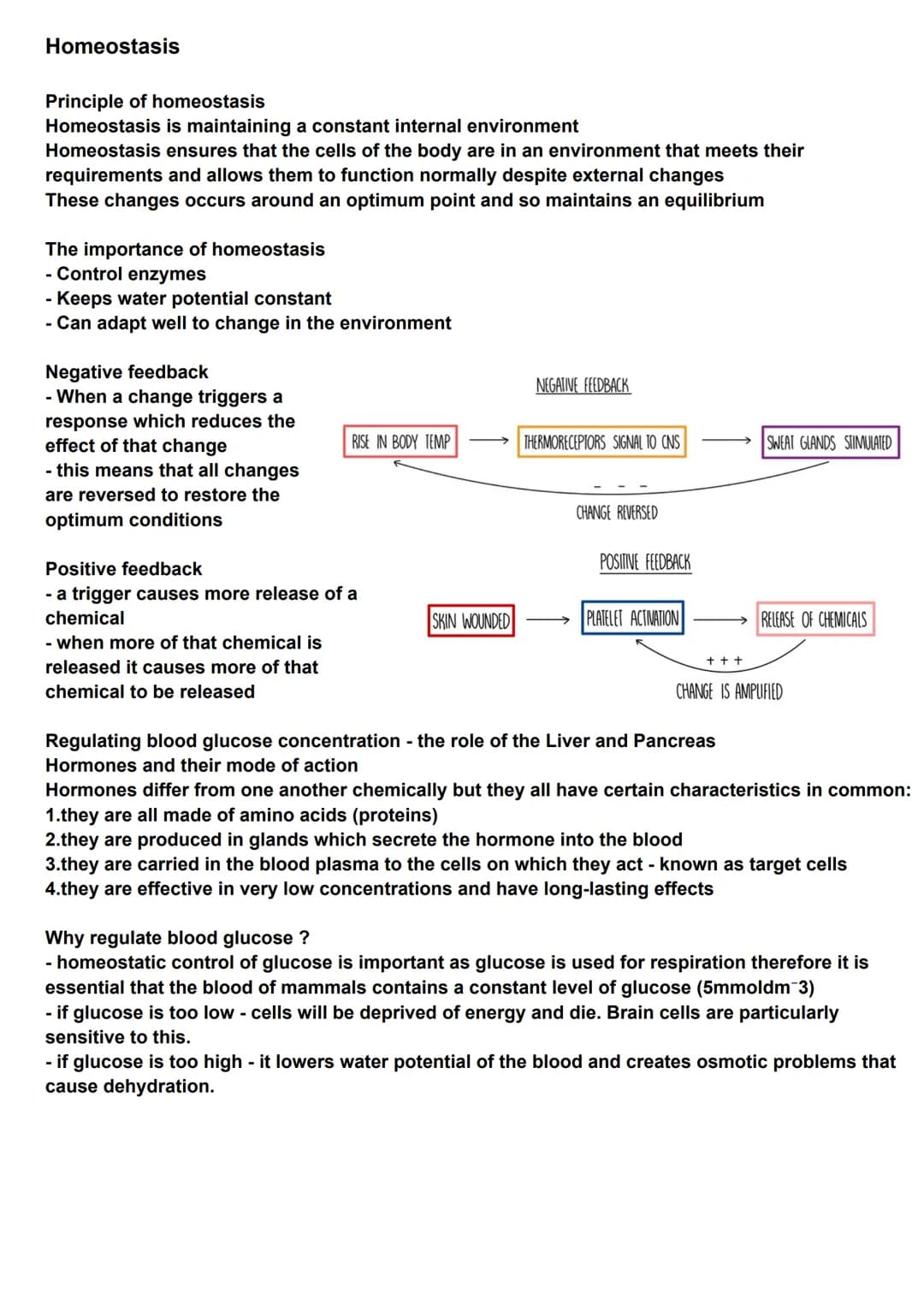 Homeostasis
Principle of homeostasis
Homeostasis is maintaining a constant internal environment
Homeostasis ensures that the cells of the bo