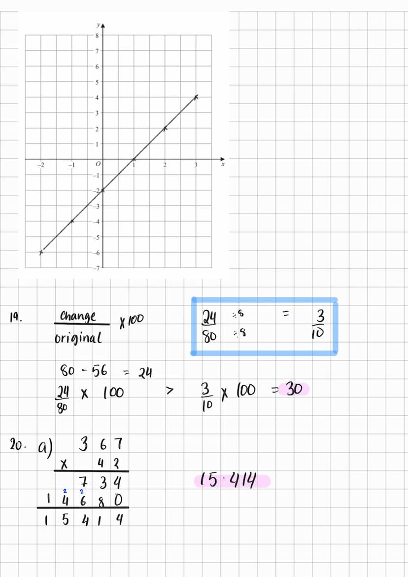Edexcel Maths Paper 1F Answers
By: Simran
highlighted in pink are final answers
1. 3/10 = 0.3 X 100 = 30%
2.
3.
-10,-7,-2,0, 1,8
9 ÷ 100 = 0