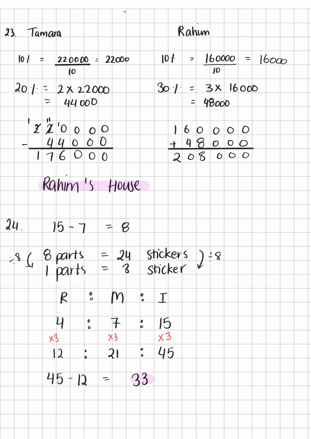 Edexcel Maths Paper 1F Answers
By: Simran
highlighted in pink are final answers
1. 3/10 = 0.3 X 100 = 30%
2.
3.
-10,-7,-2,0, 1,8
9 ÷ 100 = 0