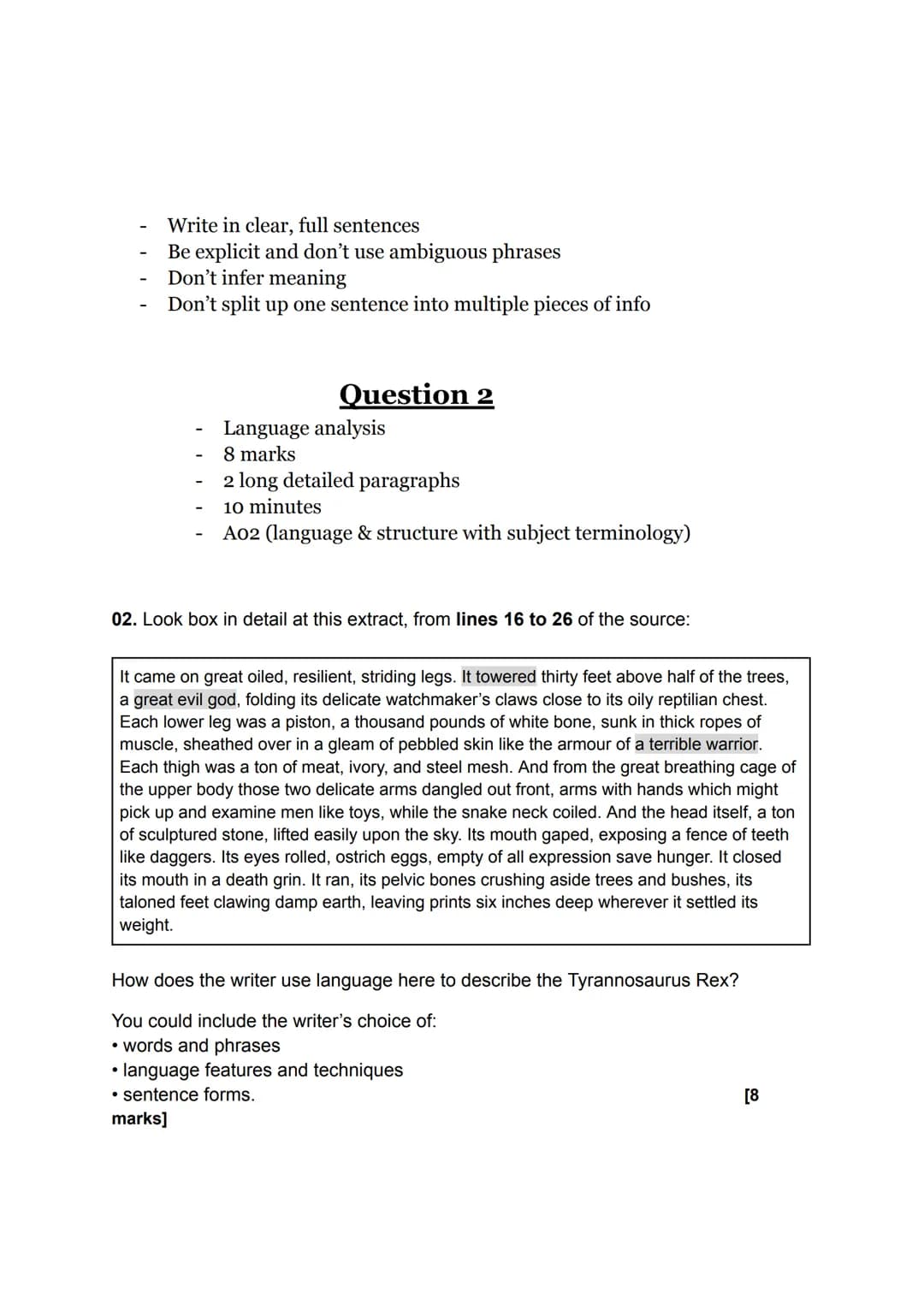 
<h2 id="aqa">AQA</h2>
<p>1 hour 45 minutes<br />
Question number + marks = time to spend (roughly)<br />
Explorations in creative reading a
