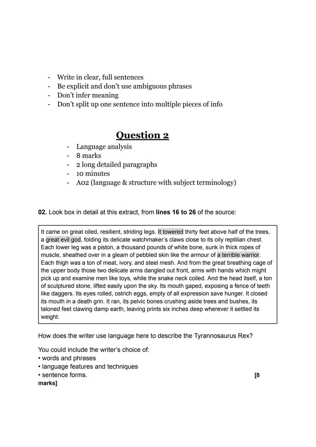 
<h2 id="aqa">AQA</h2>
<p>1 hour 45 minutes<br />
Question number + marks = time to spend (roughly)<br />
Explorations in creative reading a