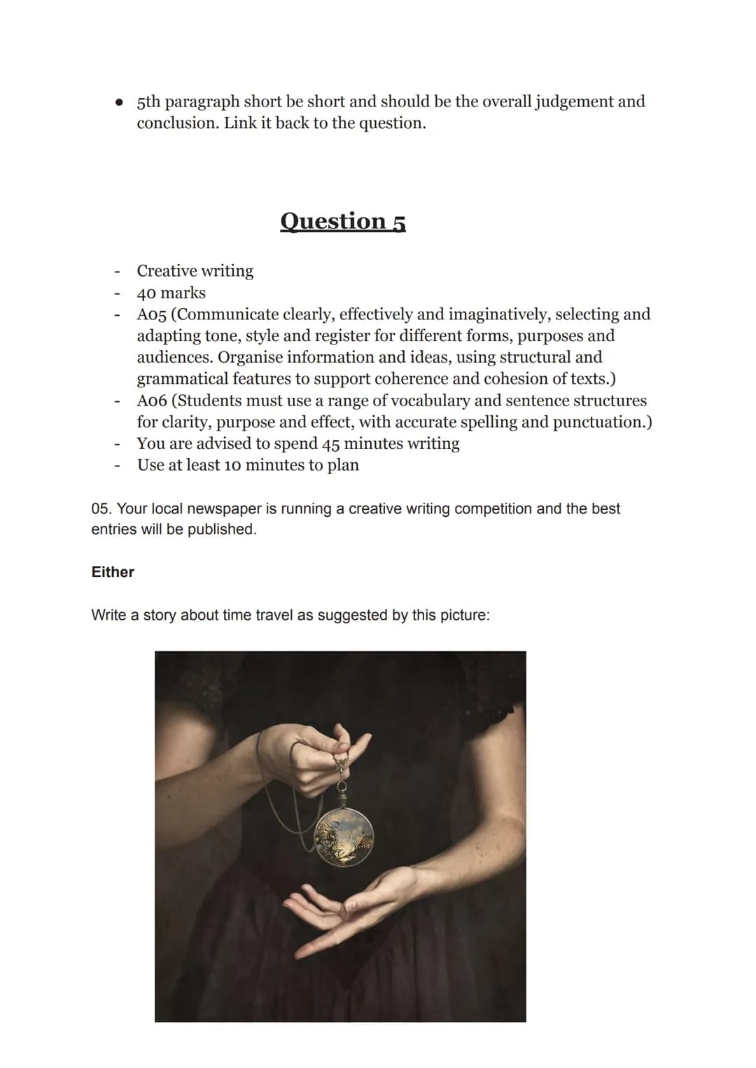 
<h2 id="aqa">AQA</h2>
<p>1 hour 45 minutes<br />
Question number + marks = time to spend (roughly)<br />
Explorations in creative reading a