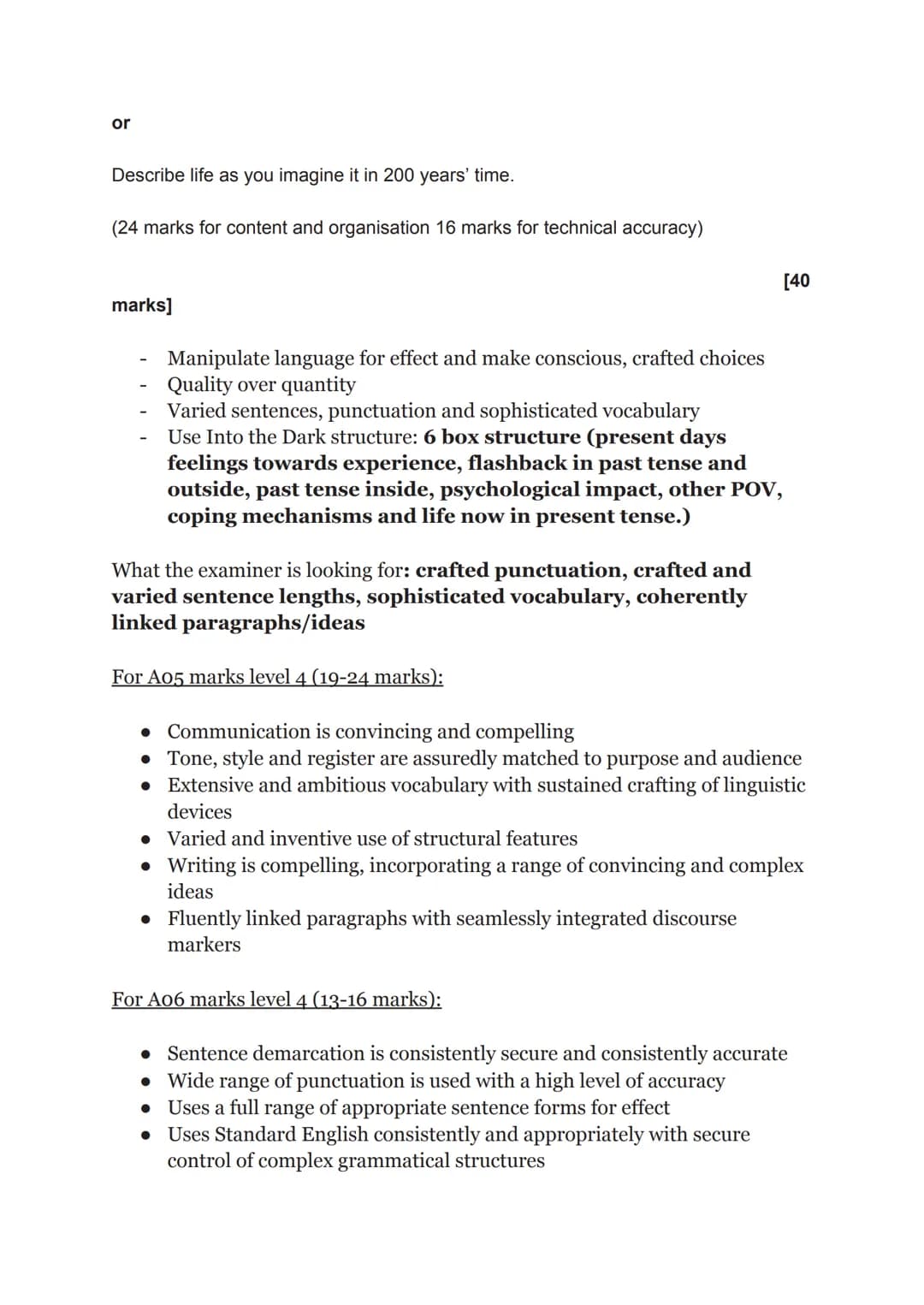 
<h2 id="aqa">AQA</h2>
<p>1 hour 45 minutes<br />
Question number + marks = time to spend (roughly)<br />
Explorations in creative reading a