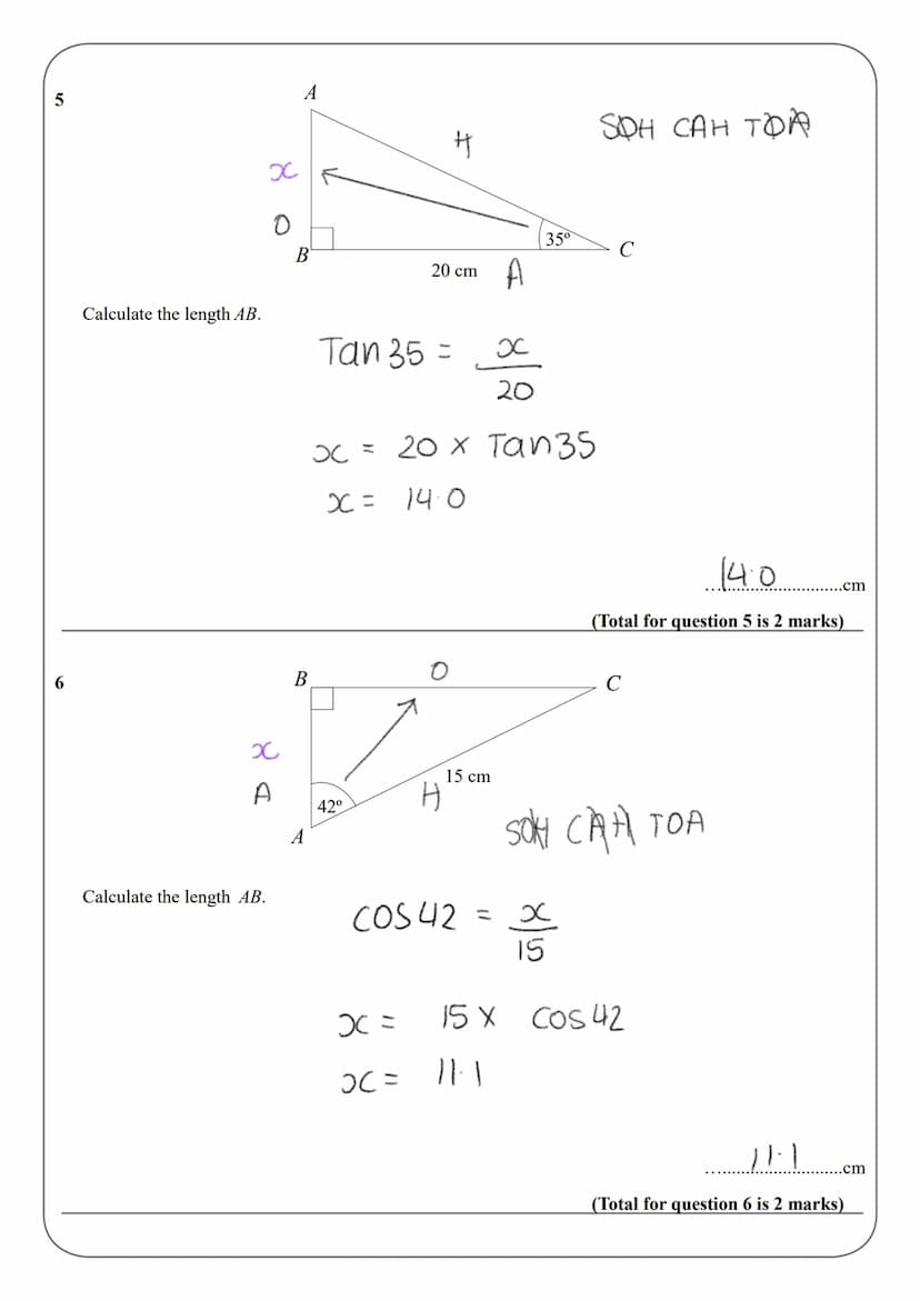 Name:
Instructions
●
●
●
●
●
Information
●
●
GCSE (1-9)
SOHCAHTOA
Use black ink or ball-point pen.
Answer all questions.
Answer the question