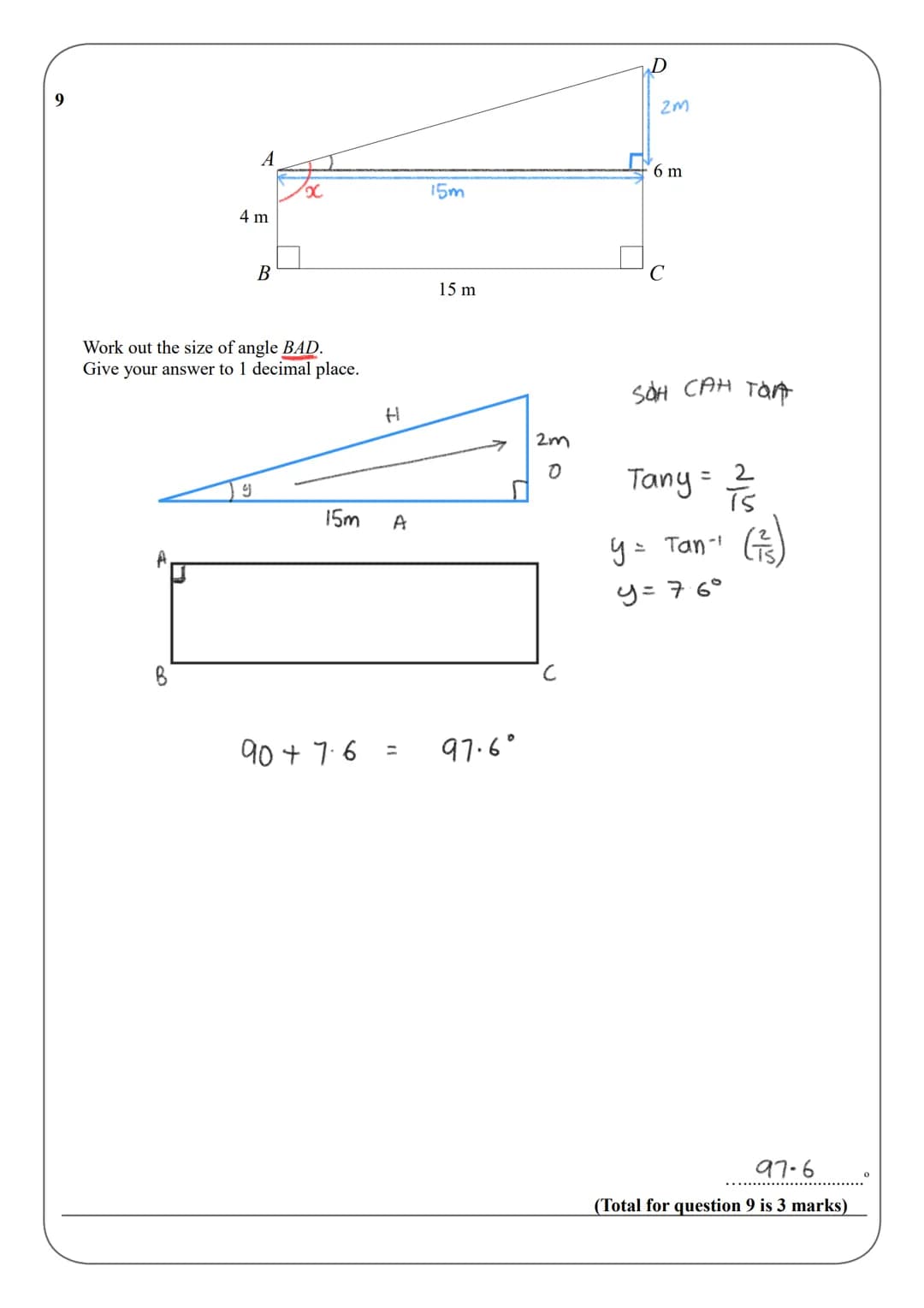 Name:
Instructions
●
●
●
●
●
Information
●
●
GCSE (1-9)
SOHCAHTOA
Use black ink or ball-point pen.
Answer all questions.
Answer the question