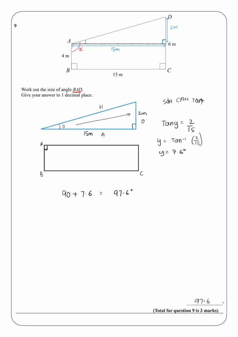 Name:
Instructions
●
●
●
●
●
Information
●
●
GCSE (1-9)
SOHCAHTOA
Use black ink or ball-point pen.
Answer all questions.
Answer the question