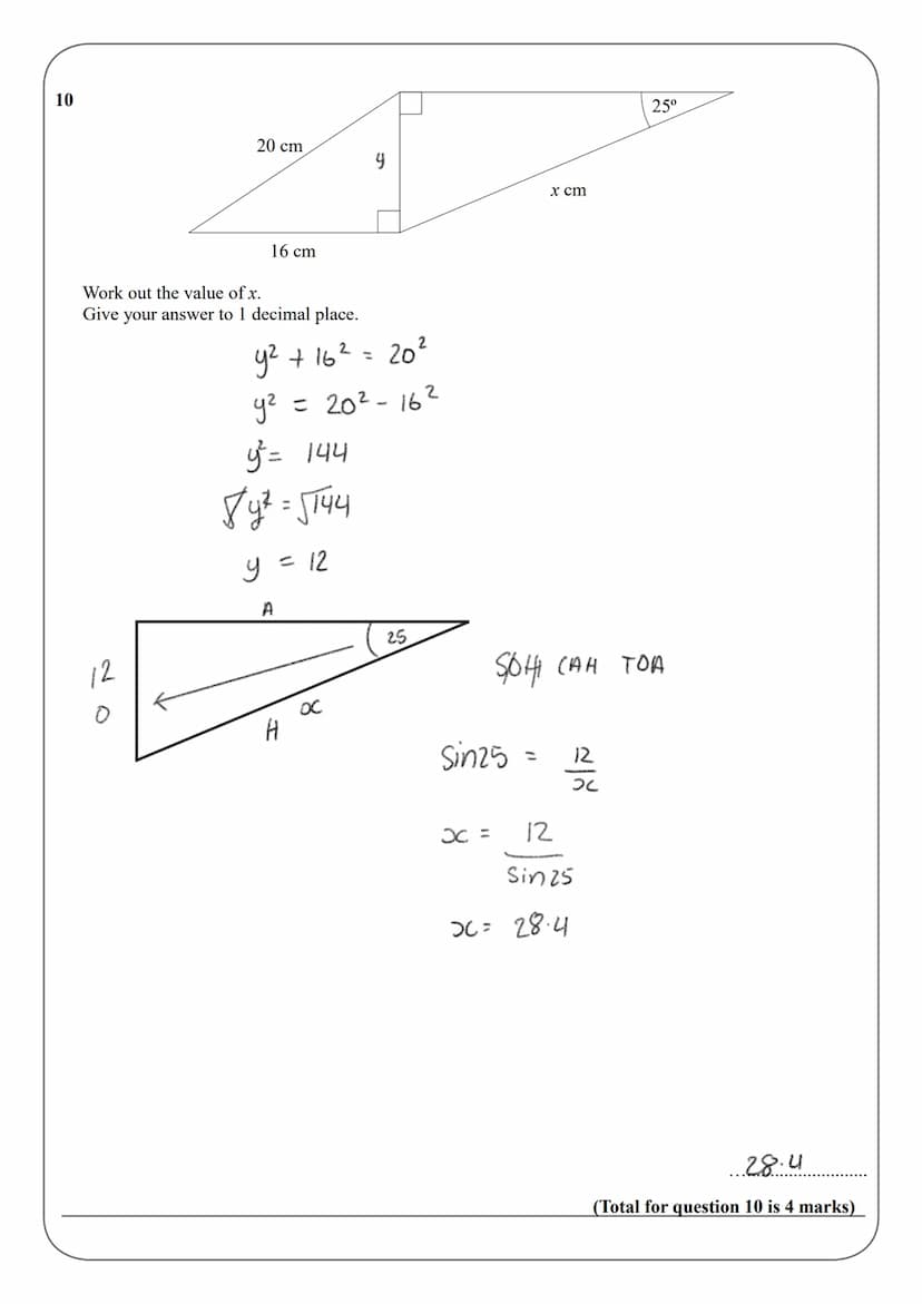 Name:
Instructions
●
●
●
●
●
Information
●
●
GCSE (1-9)
SOHCAHTOA
Use black ink or ball-point pen.
Answer all questions.
Answer the question