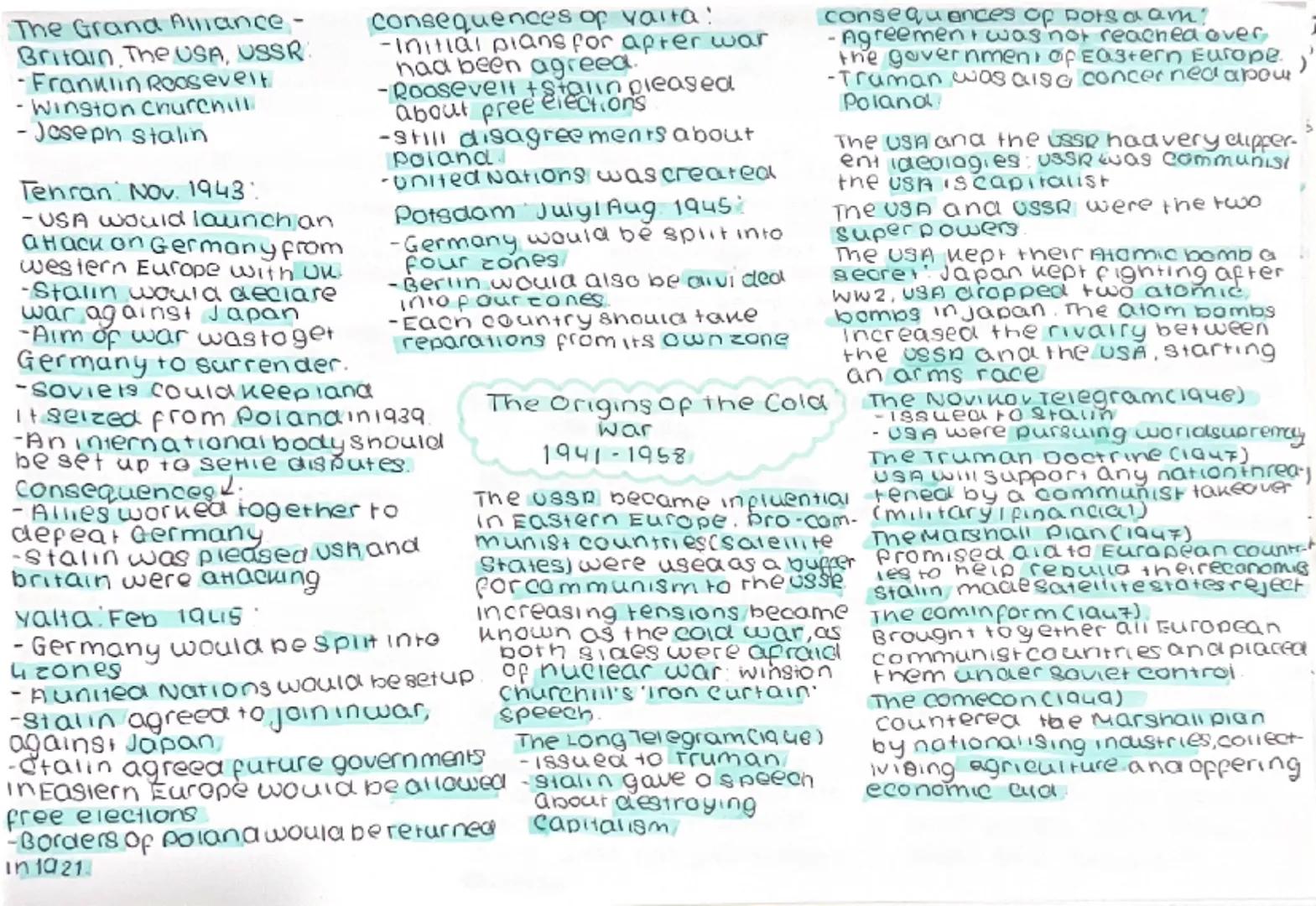 The Grand Alliance
Britain, The USA, USSR
-Franklin Roosevelt.
Winston Churchill
Joseph stalin

Tenran Nov. 1943.
-USA would launch an
ahack