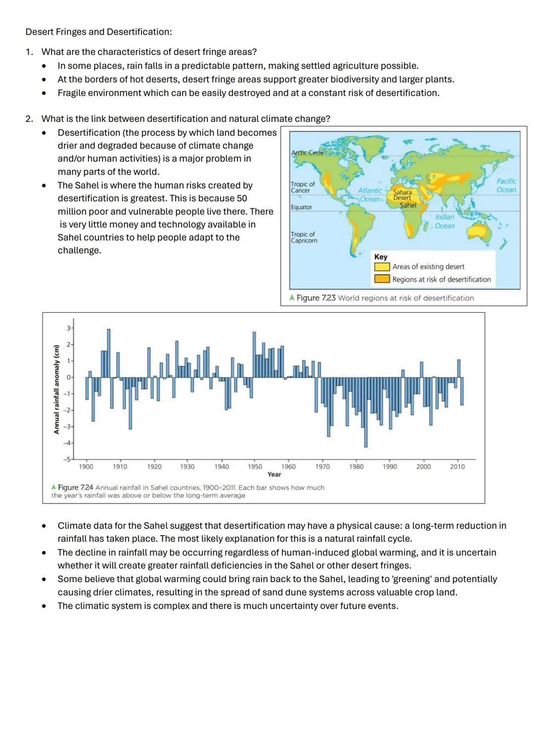 The Living World - Hot Deserts:

Hot Desert Environments:

1.  What are the physical characteristics of a desert climate?

*   Large areas o