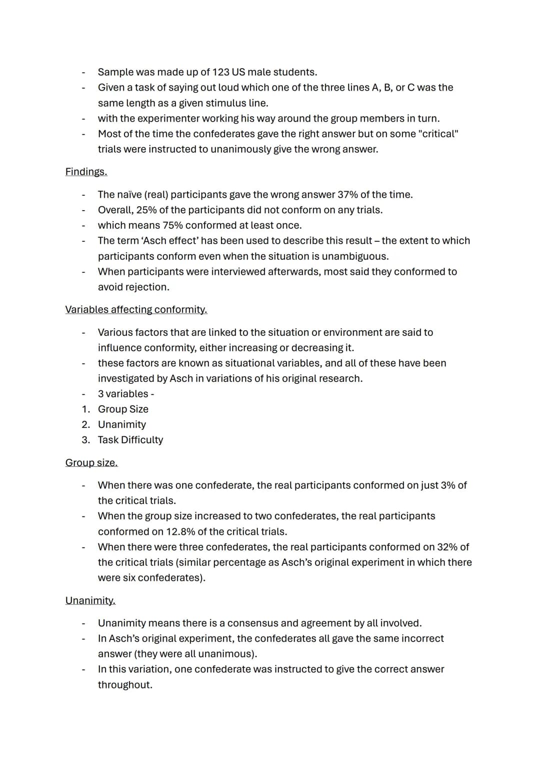 Social influence topic notes
A01 Conformity
What is conformity? -a change in a person's behaviour or opinions because of real or
imagined so