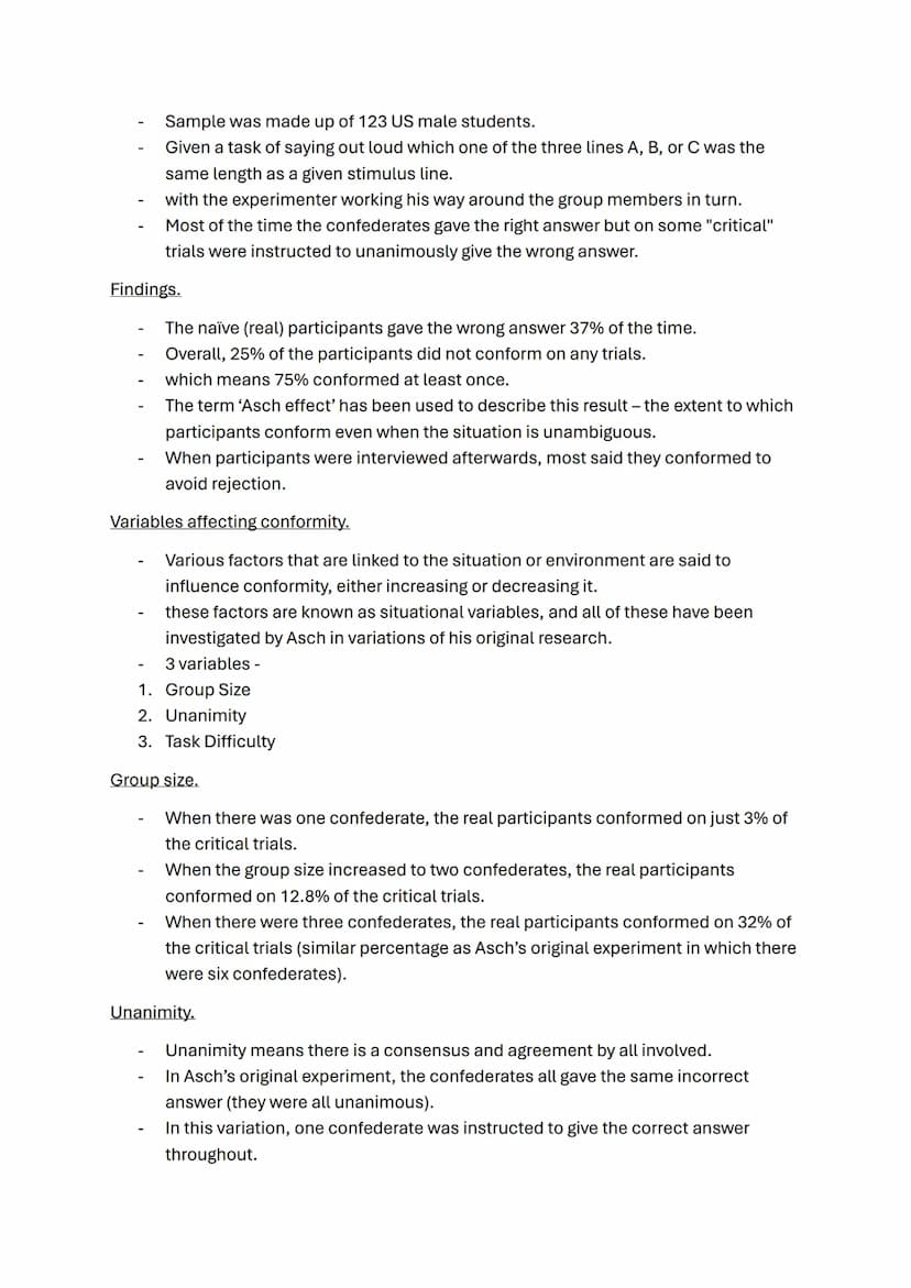 Social influence topic notes
A01 Conformity
What is conformity? -a change in a person's behaviour or opinions because of real or
imagined so