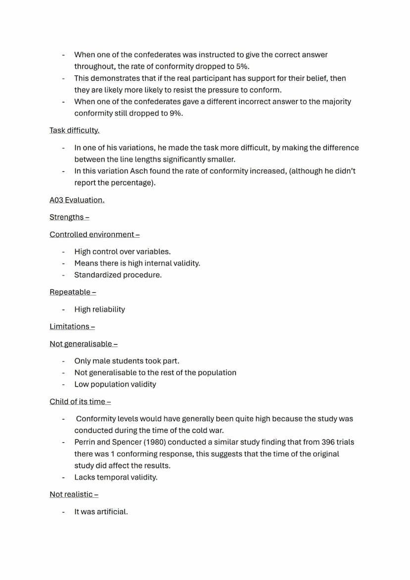 Social influence topic notes
A01 Conformity
What is conformity? -a change in a person's behaviour or opinions because of real or
imagined so