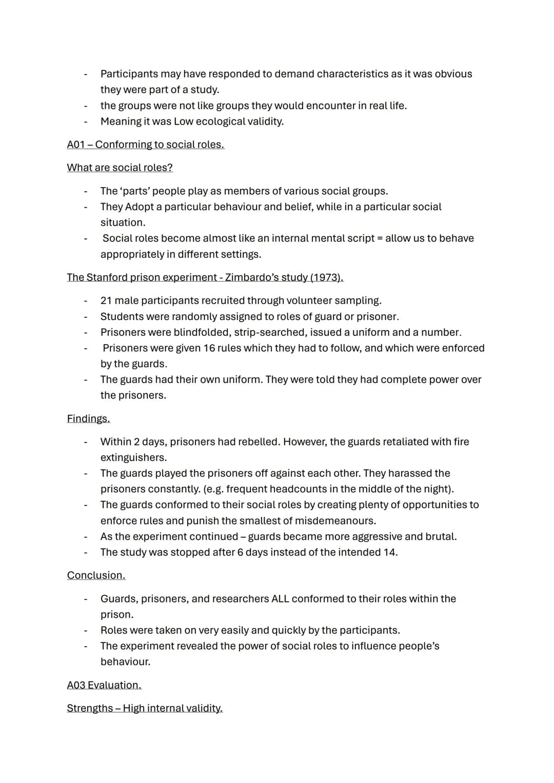 Social influence topic notes
A01 Conformity
What is conformity? -a change in a person's behaviour or opinions because of real or
imagined so