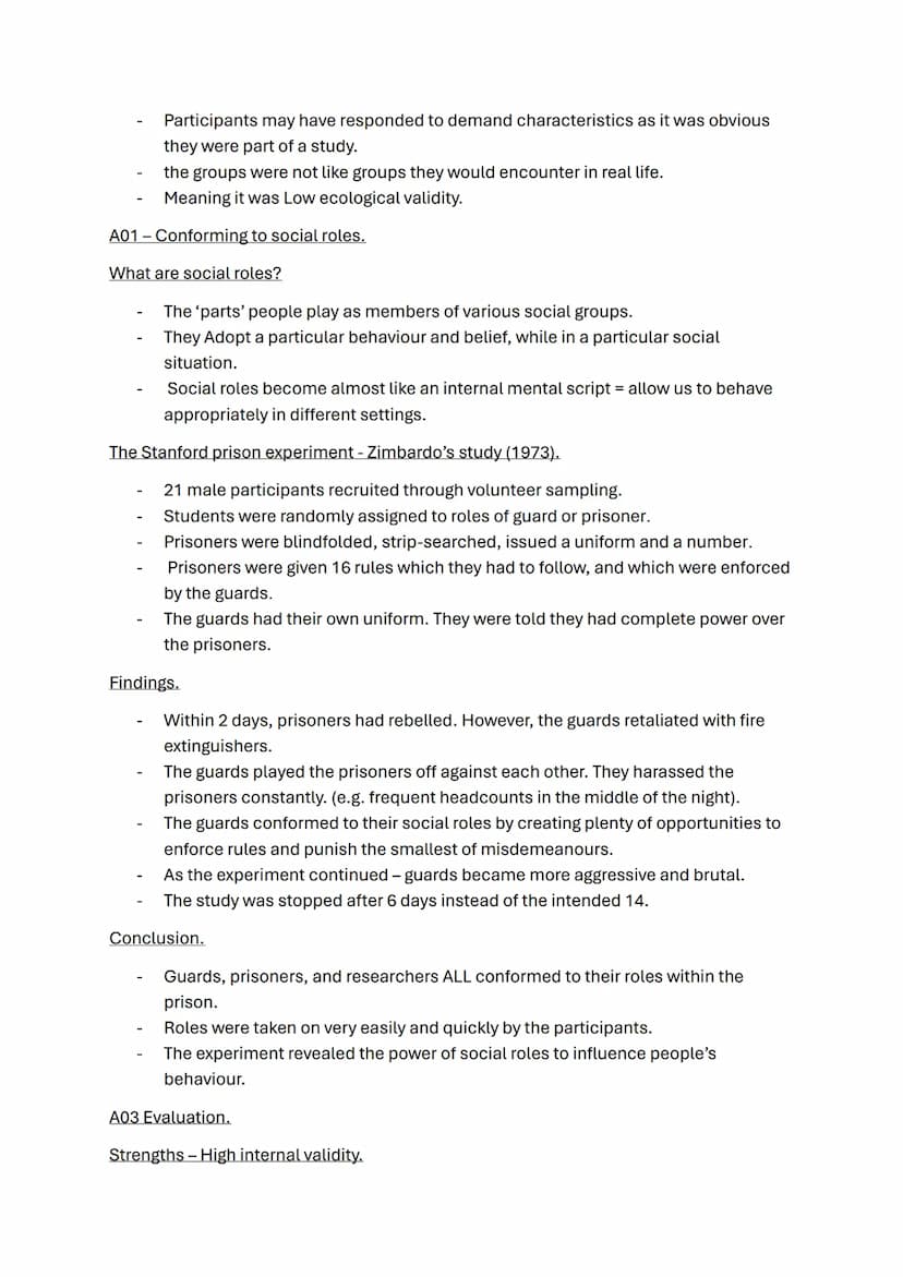 Social influence topic notes
A01 Conformity
What is conformity? -a change in a person's behaviour or opinions because of real or
imagined so