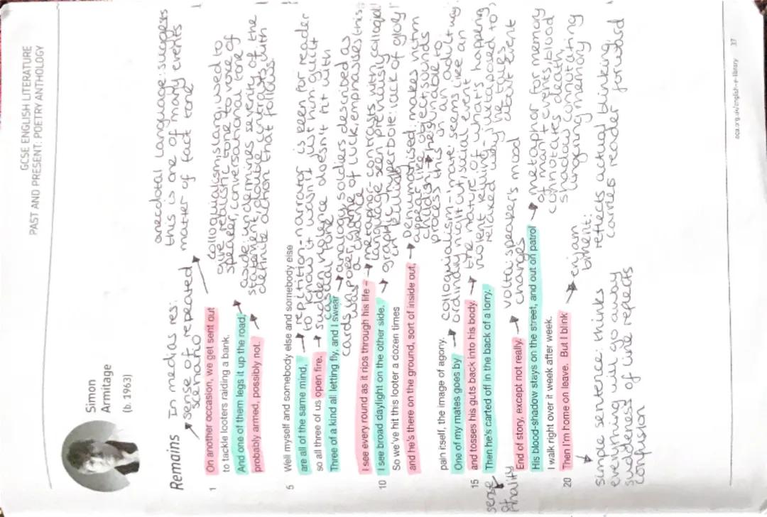 Remains poem annotated 