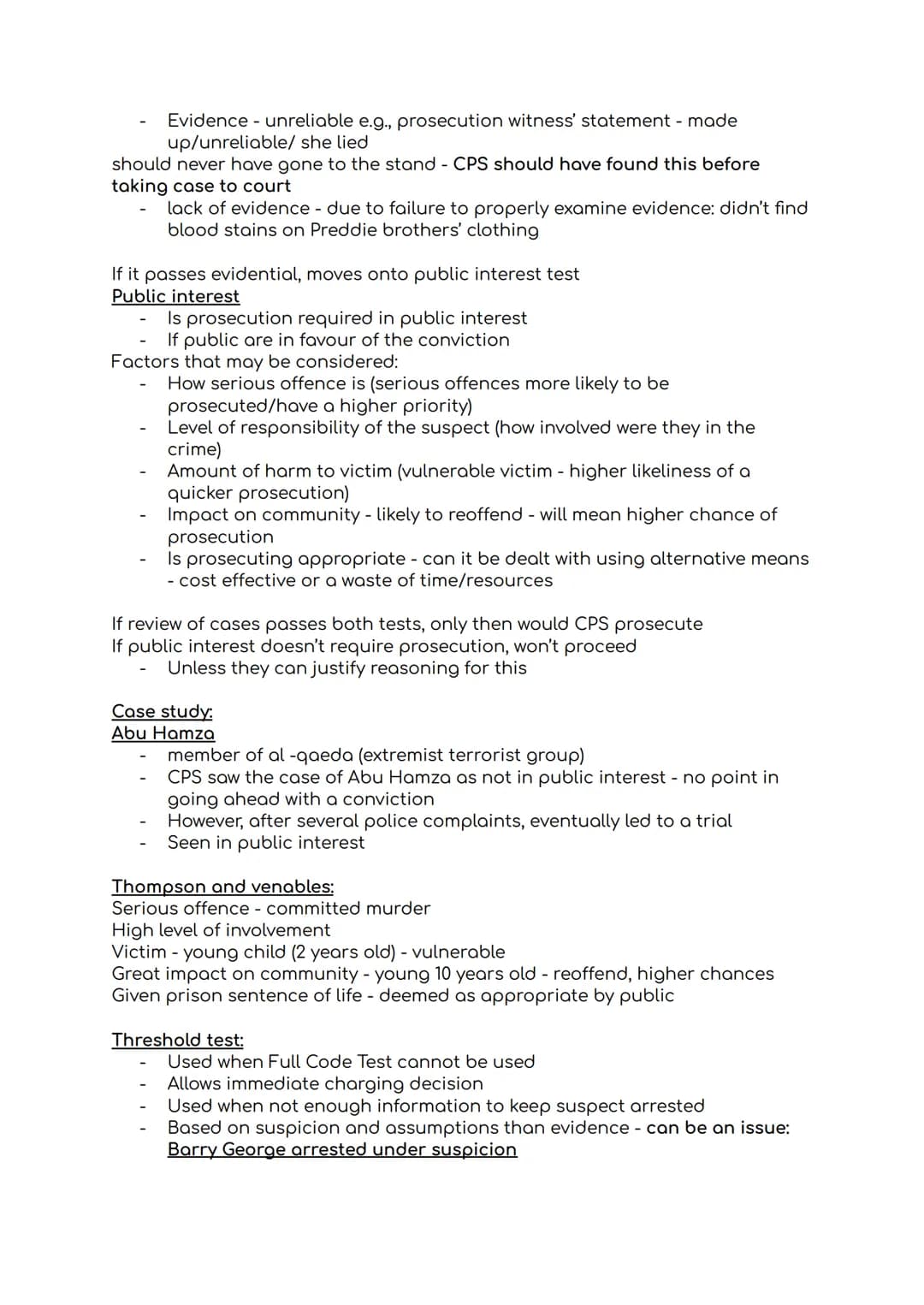 CPS requirements - prosecuting suspects
CPS - Crown Prosecution Service for England and Wales
Made of solicitors and support staff
1985 Pros