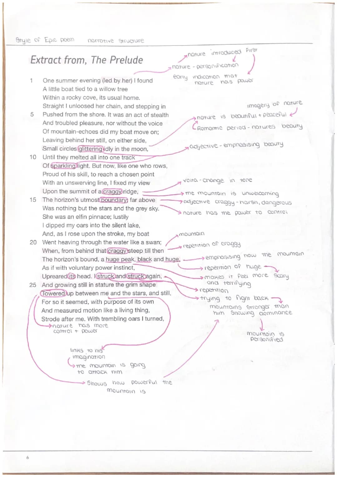 Style of Epic poem narrative Structure
1
Extract from, The Prelude
5
One summer evening (led by her) I found
A little boat tied to a willow 