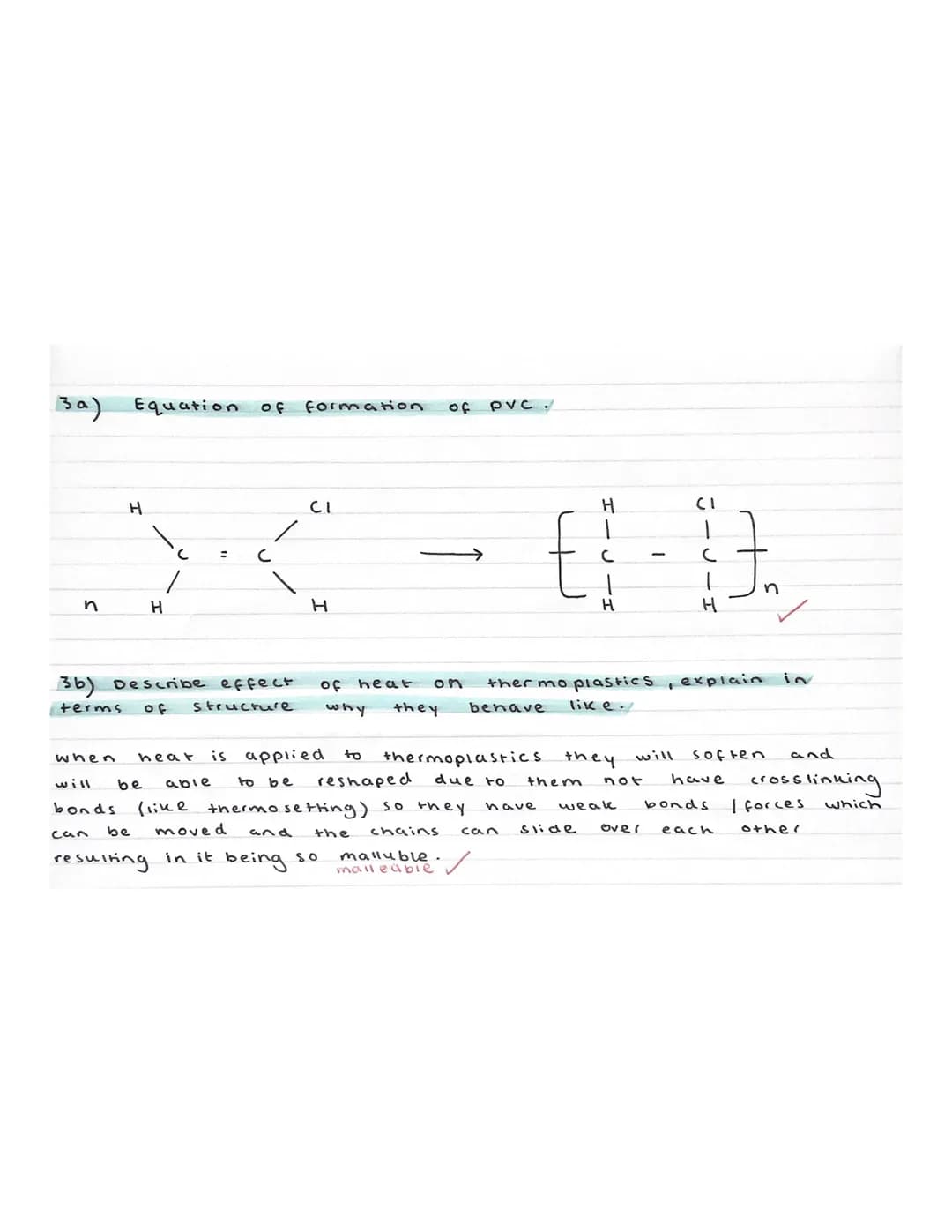 Chemistry
1) Describe
what happens.
the production of polythene.
It is
they
which
Addition
3) Name
from ethene!
4) Give
Plastic
carbon
doubl