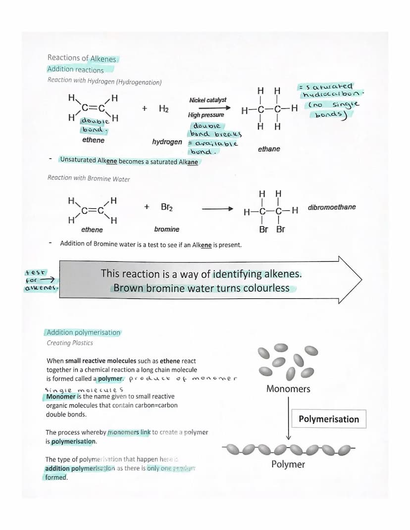 Chemistry
1) Describe
what happens.
the production of polythene.
It is
they
which
Addition
3) Name
from ethene!
4) Give
Plastic
carbon
doubl